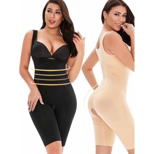 Women Crotchless Full Body Shapewear Underbust Slimming Mid Thigh Shaper FajasTummy Control Seamless Postpartum Body Girdle