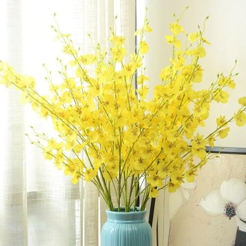 1PCS 90cm European rural yellow artificial Dance orchid silk flower fake decoration flower for wedding party home decor big size
