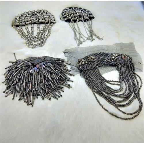 100pcs/50pairs Handmade Tassel Metal Epaulette Vintage Shoulder Strap Pin Punk Tassel Rivet Epaulet Epaulette Stage Jewelry DIY