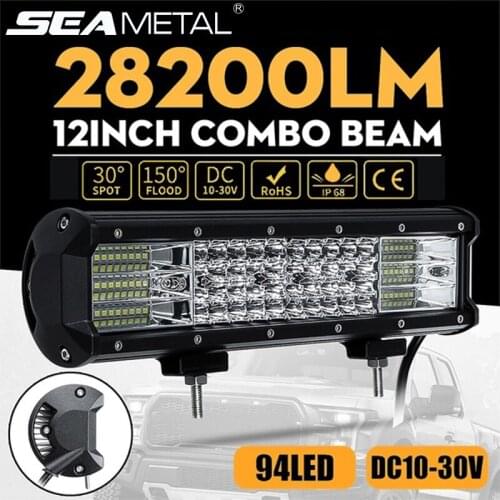 12" LED Light Bar Offroad 282W DC10V-30V IP68 Led Bar Combo Spot Flood Driving work 4x4 Light Headlights for Auto Truck SUV ATV
