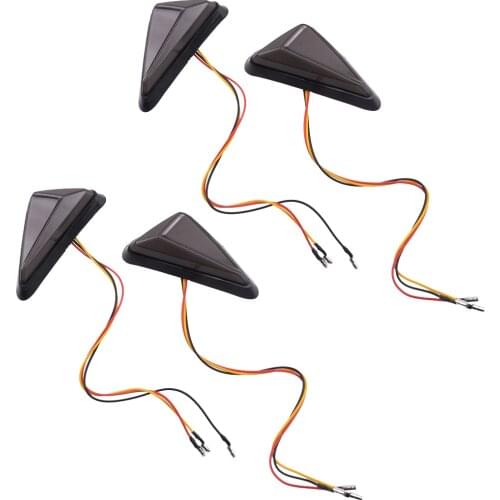 2Sets Triangle Amber White LED Turn Signal DRL Blinker Lights Universal For Straddling Locomotives Motorcycle Electric Car 12V