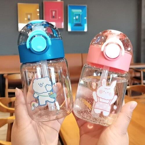 380ml PP Plastic Portable Water Bottles for Drinking Cartoon Bear Rabbit Tea Mug Deer Outdoor Sport Camping Gym Supplies