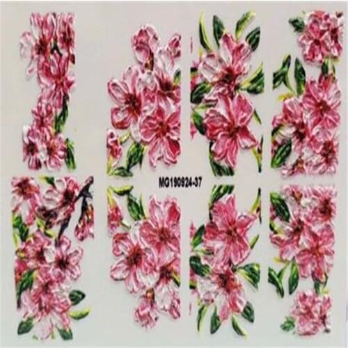6d 3d Cubic Engraved Flowers Embossment Nail Stickers Water Slide Nail Decals for Girls Women Gift Fashion New Arrive Tips Decor