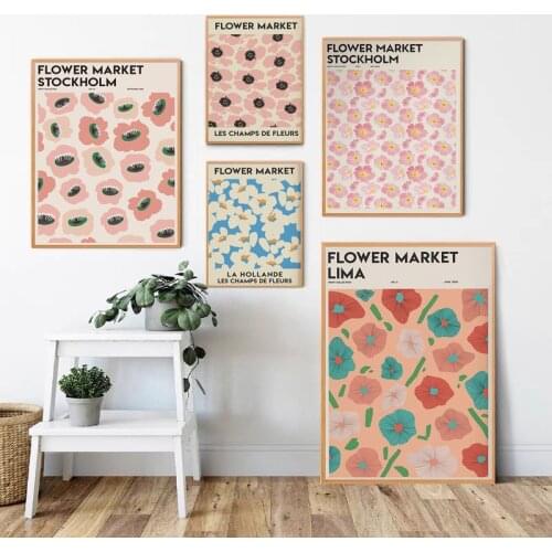 Abstract Flower Market Stockholm Paris Vintage Minimalist Nordic Decor Canvas Painting Wall Art Decorative Posters Decoration