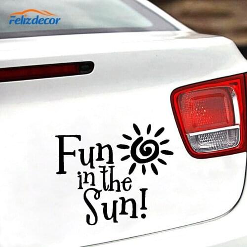Black/Silver Creative Fun In The Sun Car Sticker Vinyl Wonderful Relaxing Holiday Elaborate Lettering Car Window Decor C963
