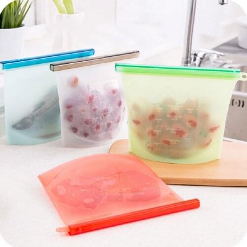 Seal Reusable Safe Silicone Food Fresh Pocket Vacuum Sealer Meat Fruit Milk Storage Bags 1000ML/1500ML