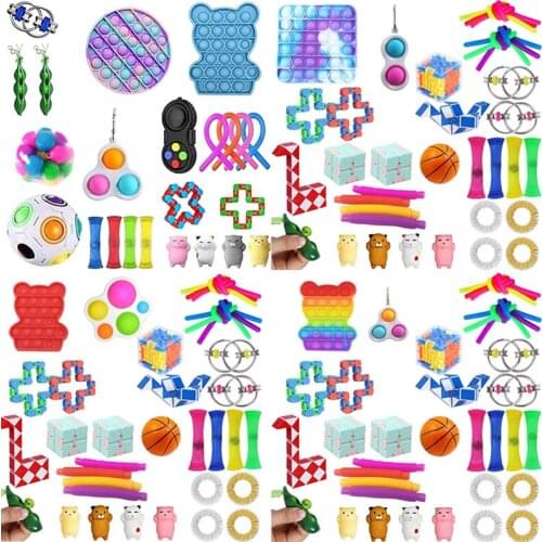 Hot Fidget Toys Pack Anti Stress Toy Set Bubble Marble Relief Gift For Adults Children Sensory Antistress Relief Figet Toy Box