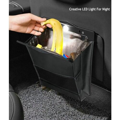 Fashion Creative Car Trash Can Hanging Garbage Bag Holder PU Leather Car Dustbin Trash Bags Storage Bin For Car