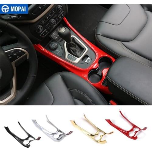 MOPAI Car Interior Gear Shift Panel Cup Holder Decoration Cover Trim ABS Stickers for Jeep Cherokee 2014 Up Car Styling