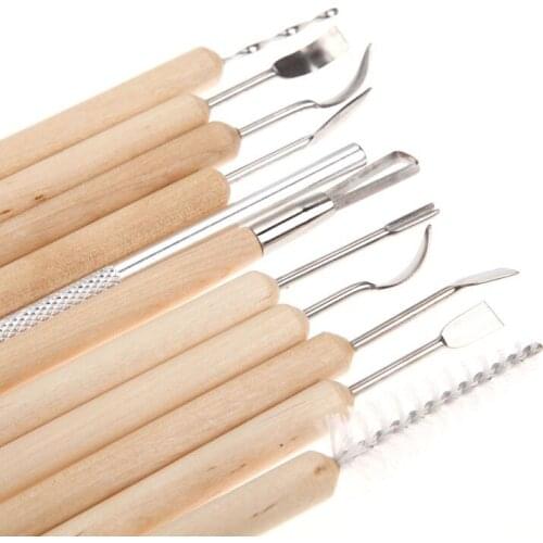 11pcs/set Wooden Metal Pottery Clay Tools Set Wax Carving Pottery Ceramic Tools For Handwork Scraper Clay Sculpting Set Supplies