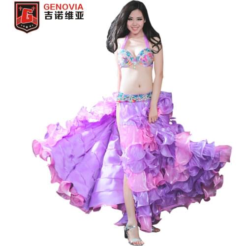 2018 Belly Dance Costume Set Bra Top Belt Skirt Dress Rio Carnival Hollywood 3pcs