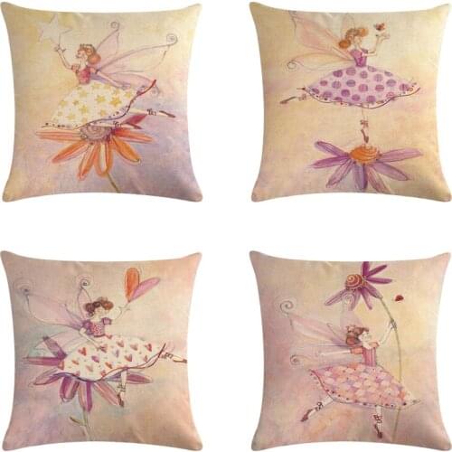 Fairy Print Cushion Covers 45*45cm Tulip Design Gifts Home Bedroom Couch Decoration Pillowcase