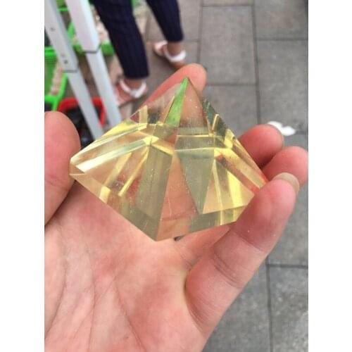 New style artificial crystal yellow fused stone pyramid fused stone 4 - sided column