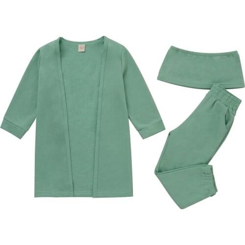 Citgeett Autumn Solid Kids Baby Girls Outfit Off-Shoulder Sleeveless Tops + Long Sleeve Cardigan + Pants Clothes Set 2-6Years