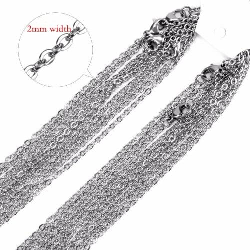 100pcs/lot Gold/Steel Tone Stainless Steel Rolo Cable Chain Necklace 1mm/1.5mm/2mm Necklaces For DIY Jewelry Making Findings