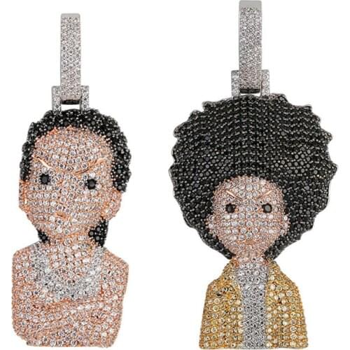 Iced Out The Boondocks Pendant Necklace For Men Women Gifts 2 Styles AAA Micro Paved Bling Hip Hop Jewelry