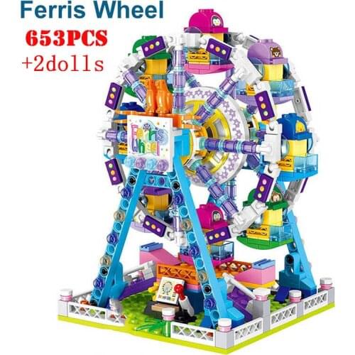 Amusement Park Ferris Wheel Carousel Pirate Ship Pirate Ship Micro Building Blocks Mini Friends Bricks Toys For Children Girls