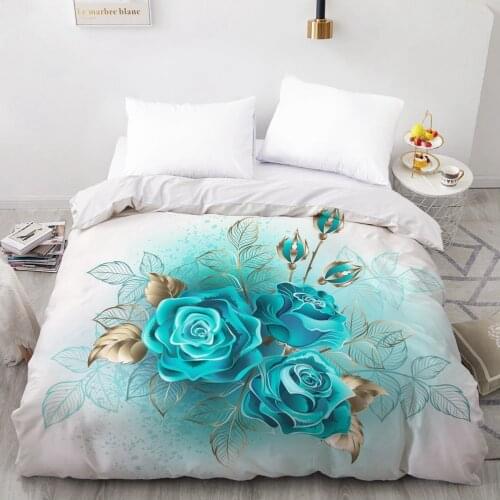 3D HD Printing Custom Duvet Cover Comforter/Quilt/Blanket case Single Double King Bedding 210x210 245x210 Blue rose Bedclothes