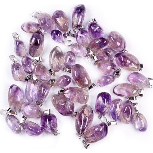 Natural Amethysts Pendant Gem Stones Charms For Jewelry Making Necklace Accessories Reiki Crystal Pendant Fit Women