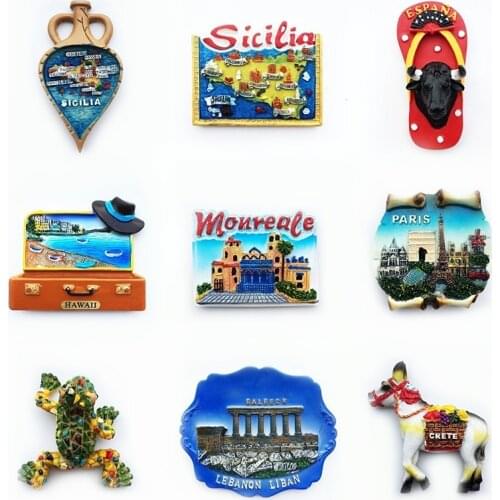 World Tourism Fridge Magnets Souvenir Spain Italy USA France Malta Jamaica Refrigerator Magnets Home Decor Gift Ideas