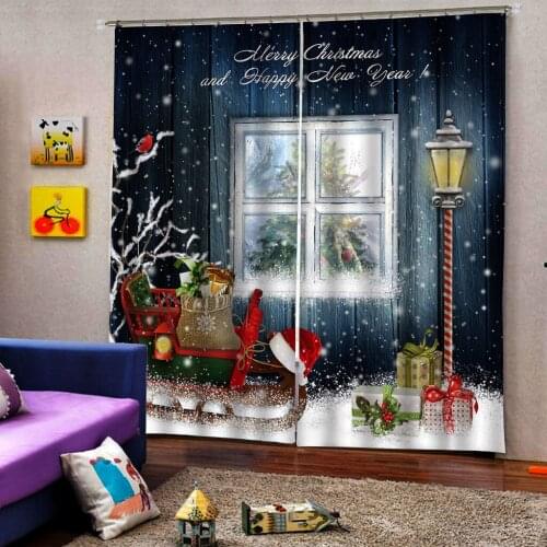 Waterproof 3D digital printing window curtains 2 Panels , with Chrismas patterns in themes, Machine washable