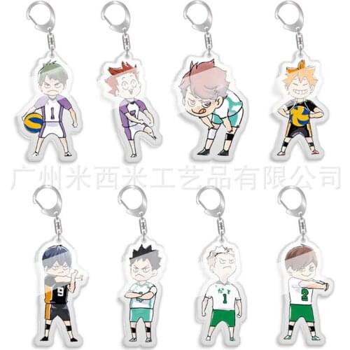 High Quality Haikyuu! Anime Volleyball Boy Japan Acrylic Rubber Keychain Cute Cartoon Funny Crying Face Key Ring Pendant