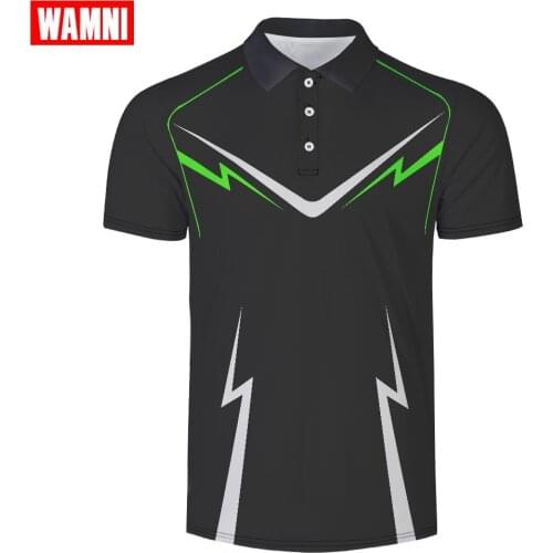 WAMNI 3D Polo Shirt Badminton Sport Loose Quick Drying Turn-down Collar Harajuku Casual Polo-shirt polos 2019 Dropshipping