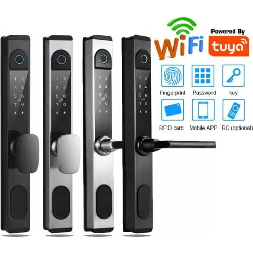 Wifi Electronic Door Lock With Tuya APP Remotely / Biometric Fingerprint Digital Password IC Card Electronic Smart Door Lock