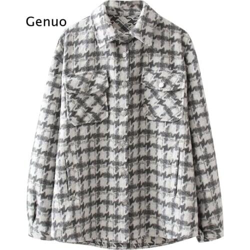 2021 Autumn Winter Rabbit Fur Jacket Womens New Fashion Pocket Long Sleeve Plaid Straight Woolen Coat Female Jacket Warm Top