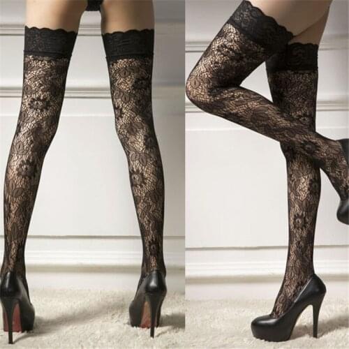 Women Sheer Lace Top Stay Up Thigh-High Stockings Woman Pantyhose Stocking Ladies Lace Fashion Sexy Stocking