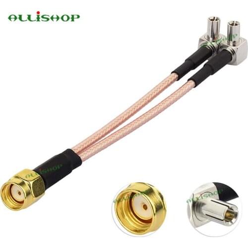 RP-SMA Male Plug to Dual TS9 Male Right Angle Splitter Combiner Cable Jumper Pigtail RG316 10CM 15CM 20CM 30CM 50CM