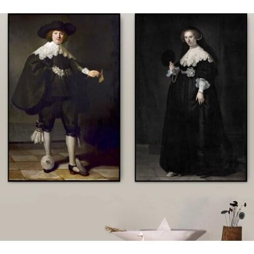 Famous Painting Marten Soolmans and Oopjen Coppit wedding Made by Rembrandt Van Rijn Wall Art for Home Decor (No Frame)