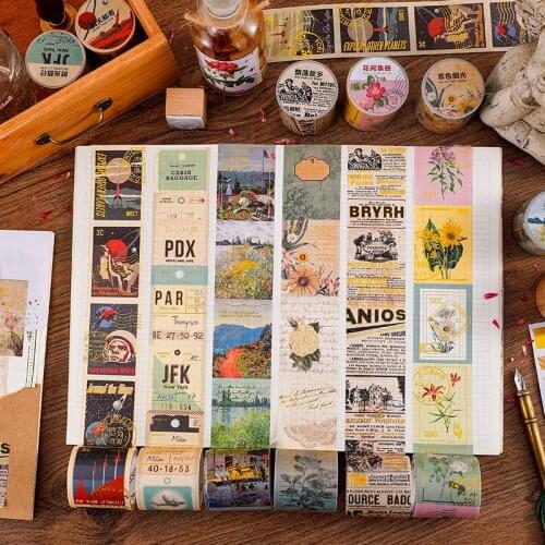1pcs/set Retro time Workshop Series Decorative Adhesive Tape Gilding Masking Tape DIY Scrapbooking Sticker Label Stationery