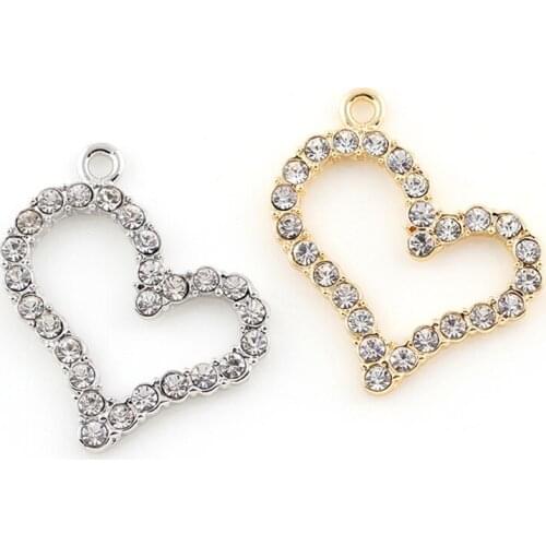 10pcs/lot Heart Rhinestone Dangle Handmade Charms Pendant DIY for Bracelet Necklace Bag