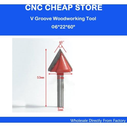 2pcs 22mm*60 Degree (CED*Degree) 6mm 3D V Shape Milling Wood Cutter Knife,CNC Router Bit Engraving Machine Knives Tool