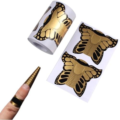 20/50/100pcs Nail Form Gold Butterfly Gel Nail Art Tip Extension Guide Tools for Salon Nails Care Tool