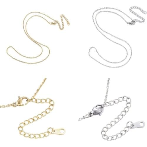 20pcs 17.32 inches Stainless Steel Link Chain With Lobster Clasp Gold Silver Color DIY Necklace Jewelry Making Wedding Gift