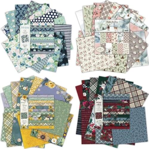 24pcs 6'' Four Seasons Flowers Patterned Paper Scrapbooking Paper Pack Handmade Craft Paper Card Making DIY Album Background Pad