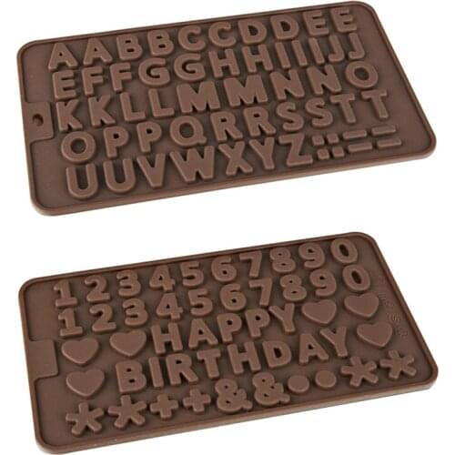 3D 26 Letters Shape/0-9 Numers Chocolate Molds Happy Birthday Words Cake Mold Pudding Dessert Decoration Mould MUMR999