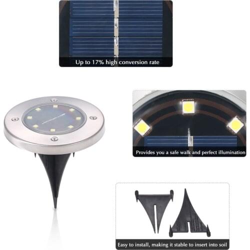 4pack 8LEDs Solar Powered IP65 Water-resistant Ground Lawn Light Drop shipping