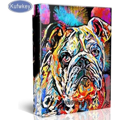 Kufwkey Full Diamond Embroidery bulldog Diy Diamond Paintings Full Square puzzle 5d pet Mosaic art wall stickers home Decoration