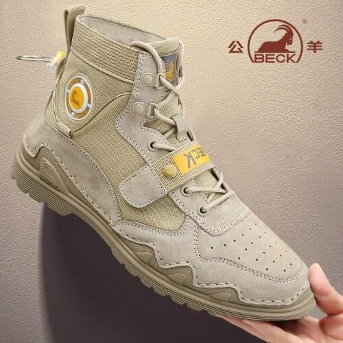 Beck 2020 New Men Boots Leather Lace Up Military Boots Men Winter Ankle Lightweight Shoes for Men Winter Casual Non Slip