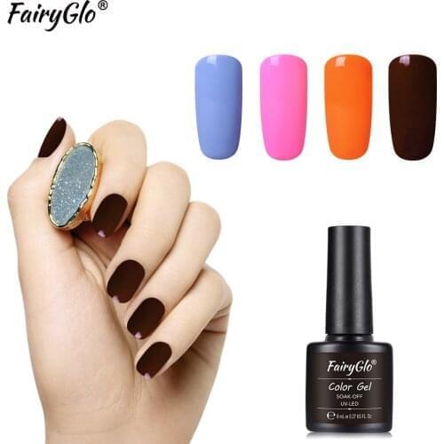 FairyGlo 8ml Nial Polish Macaron UV LED Nail Gelpolish Soak Off Semi Permanent Nail Art Hybrid Varnish Stamping Paint Lucky Ink