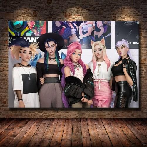Classic Game Painting Kda Girls Akali Poster Print on Canvas Wall Art Painting for Living Room Home Decor No Frame