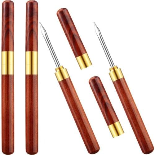 LUDA 4Pcs 6.1 Inch Stainless Steel Ice Pick Wooden Handle Ice Pick with Cover for Kitchen,Bars,Picnics,Camping and Restaurant