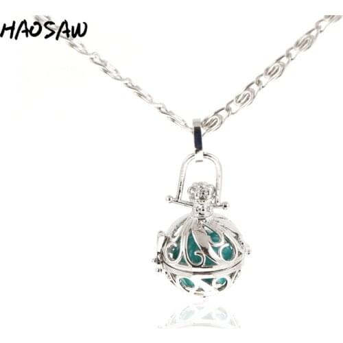 42mm Fashion Flower Pattern Hollow Magic Cage Musical Ball Charms Pendant Choose Color Bead Necklace For Women Jewelry Making