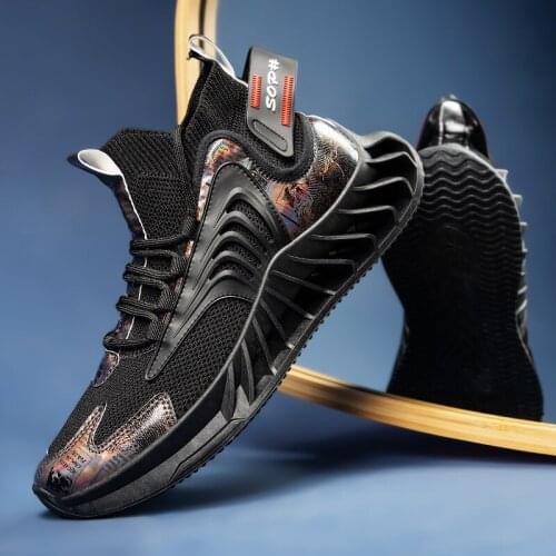 Trendy Blade Running Shoes Male Breathable Mesh Reflective Sneakers Antiskid Damping Outsole Walking Shoes Training Zapatillas