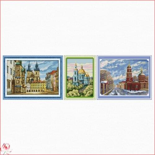 Russian Building Scenery Cross Stitch Kit DIY Pattern Chinese Embroidery 11CT 14CT Needlework Sewing Kit Home Decoration Crafts