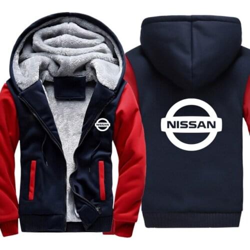 New Winter Nissan Logo Hoodies Jacket Men Fashion High Quality Casual Wool Liner Fleece Sweatshirts Male Hoody Coat