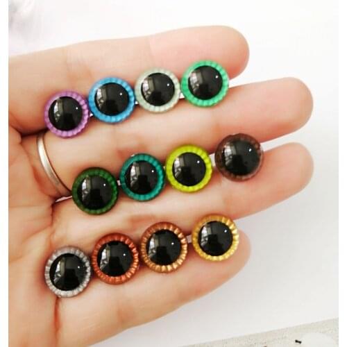 New items 12mm/14mm/15mm handcraft paint glitter toy safety eyes with white washer for diy doll findings-40pcs/lot